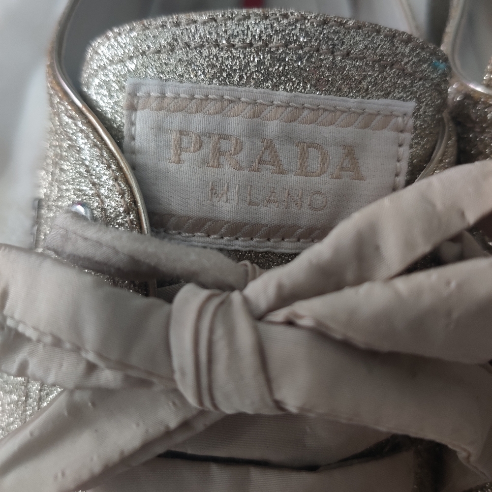Authentic Prada Gold Glitter Sneakers - Picture 4 of 7